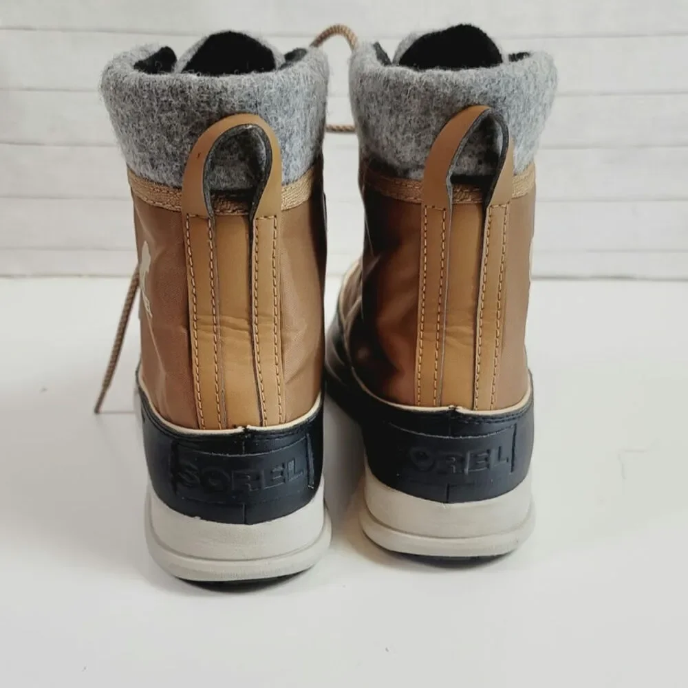 Sorel Explorer Carnival Waterproof Snow Boot in Elk/Dark Stone, sz 9